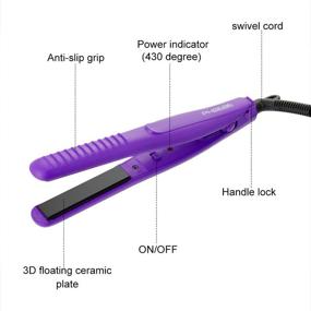 img 2 attached to 💜 Compact and Versatile: PHOEBE Mini Travel Flat Iron - Ideal for Short Hair, Bangs, and International Use (Purple)