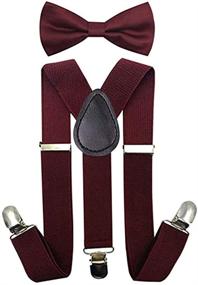 img 4 attached to 🍷 Stylish and Versatile: Wine Red Adjustable Suspender for Girls