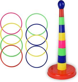 img 4 attached to WolVol 18 inch Vibrantly Colored Quoits Ring Toss Game Set for Children