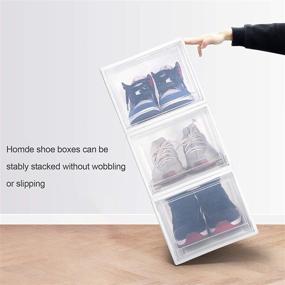 img 1 attached to 👠 Homde Reinforced Shoe Boxes Pack of 3: Organize and Stack Your Shoes with Ease - White Frame with Clear Body (X-Large)