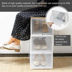 img 2 attached to 👠 Homde Reinforced Shoe Boxes Pack of 3: Organize and Stack Your Shoes with Ease - White Frame with Clear Body (X-Large)