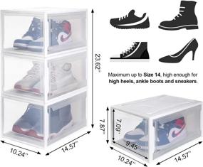 img 3 attached to 👠 Homde Reinforced Shoe Boxes Pack of 3: Organize and Stack Your Shoes with Ease - White Frame with Clear Body (X-Large)