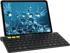 img 4 attached to 💻 Fintie Gigapower Multi-Device Universal Wireless Bluetooth Keyboard for iPad, Samsung, Surface & More with Foldable Stand - Black