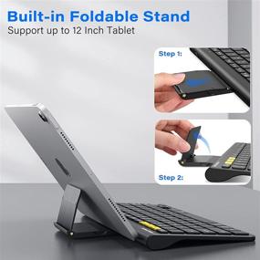 img 3 attached to 💻 Fintie Gigapower Multi-Device Universal Wireless Bluetooth Keyboard for iPad, Samsung, Surface & More with Foldable Stand - Black