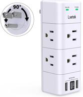power strip with usb ports and surge protection - lvetek wall outlet expander with 6 multi plugs and rotating plug design - ideal gifts for men and women (1680 joules) logo
