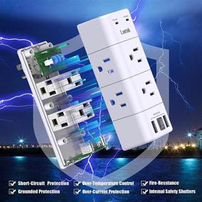 img 1 attached to Power Strip with USB Ports and Surge Protection - Lvetek Wall Outlet Expander with 6 Multi Plugs and Rotating Plug Design - Ideal Gifts for Men and Women (1680 Joules)