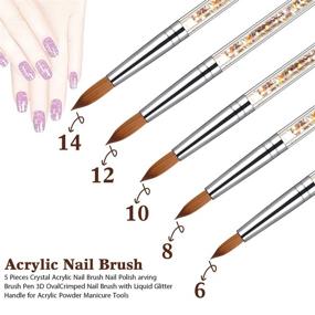 img 2 attached to 💅 Versatile 5-Piece Acrylic Nail Brush Set with Glitter Handle for Artistic Nail Designs & Acrylic Application - UV Gel & Acrylic Brushe in Gold