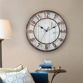 img 1 attached to 🕰️ 12 Inch Vintage/Retro Wall Clock - Silentime, Farmhouse Style, Non-Ticking, 3D Raised Arabic Numeral, Living Room/Bathroom/Kitchen Decor Clock, Bronze Finish