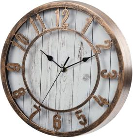 img 4 attached to 🕰️ 12 Inch Vintage/Retro Wall Clock - Silentime, Farmhouse Style, Non-Ticking, 3D Raised Arabic Numeral, Living Room/Bathroom/Kitchen Decor Clock, Bronze Finish