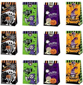 img 3 attached to Spooky Halloween Paper Bags: 12pcs Pocfoivy Goodie Treat Bags with Stickers - Perfect for Gift Kids School Family Party!