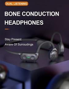 img 3 attached to 🎧 Bluetooth 5.0 Bone Conduction Headphones - Wireless Open Ear Headset with Mic, Stereo Sports Earphone for Outdoor, Running, Cycling, Gym, Driving - Sweatproof, iOS & Android Compatible