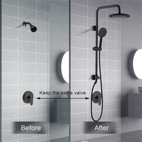 img 1 attached to 🚿 Oil-Rubbed Bronze Shower System, 9 Inch Rain Shower Head with 3-Function Hand Shower, Dual Shower Combo with Height Adjustable Holder, 60 Inch Long Stainless Steel Shower Hose, Solid Brass Rail