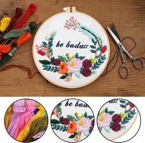 img 1 attached to 🧵 Stamped Embroidery Kit with Pattern - Nuberlic 3 Pack Embroidery Kit for Adults | Includes Fabric, Hoops, Threads, Needles | Ideal for Craft Projects and Cross Stitching