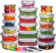 🍱 airtight food storage container set - 24 pack with leak proof lids, labels, spoon & marker - bpa free clear plastic containers for kitchen organization and meal prep lunch логотип