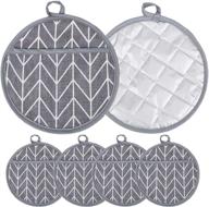 gigilli 8x8 inch round linen pot holders and oven mitt sets - grey, 6pcs, machine washable, potholders with pockets for kitchen logo