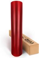 stretchable red satin chrome vinyl wrap | easy-to-use diy air-release adhesive | 3ft x 5ft size logo