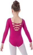 girls long sleeve ballet leotards with crisscross straps at the back - molldan dance tops логотип