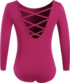 img 3 attached to Girls Long Sleeve Ballet Leotards with Crisscross Straps at the Back - MOLLDAN Dance Tops