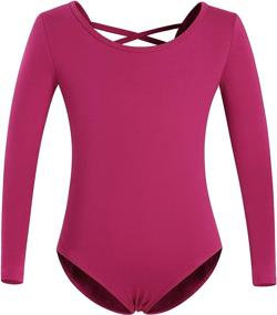 img 2 attached to Girls Long Sleeve Ballet Leotards with Crisscross Straps at the Back - MOLLDAN Dance Tops