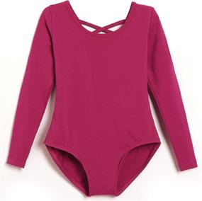 img 1 attached to Girls Long Sleeve Ballet Leotards with Crisscross Straps at the Back - MOLLDAN Dance Tops