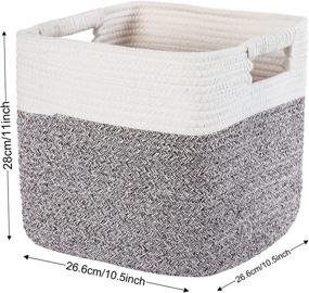 img 2 attached to Sunla Cotton Rope Storage Baskets Set of 3 - Foldable Decorative Woven Baskets with Handles for Clothes, Toys, Books, Makeup - Nursery Organization and Storage (Brown White, One Size)