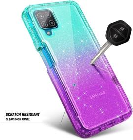 img 1 attached to 📱 Shockproof Rugged Bumper Cover for Samsung Galaxy A12 - Full-Body Protective Case with Built-in Screen Protector, Impact Resistant, Durable Phone Case Cover (Glitter Aqua/Purple)