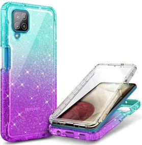 img 4 attached to 📱 Shockproof Rugged Bumper Cover for Samsung Galaxy A12 - Full-Body Protective Case with Built-in Screen Protector, Impact Resistant, Durable Phone Case Cover (Glitter Aqua/Purple)