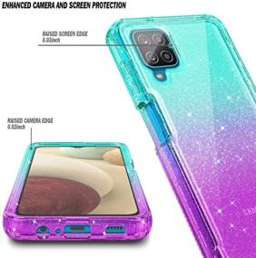 img 3 attached to 📱 Shockproof Rugged Bumper Cover for Samsung Galaxy A12 - Full-Body Protective Case with Built-in Screen Protector, Impact Resistant, Durable Phone Case Cover (Glitter Aqua/Purple)