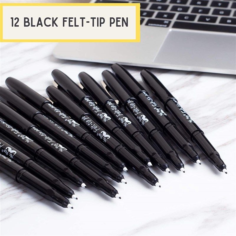 Mr. Pen- Pens, Felt Tip Pens, Black Pens, Pack of 6, Fast Dry, No Smear,  Fine Point Pens Black, Black Felt Tip Pens, Bible Journaling Pens, Felt  Pens