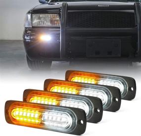 img 4 attached to 🚨 Xprite Amber/White 12 LED Emergency Strobe Lights Kit for Off-Road Vehicles - 4Pcs