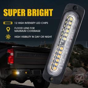 img 3 attached to 🚨 Xprite Amber/White 12 LED Emergency Strobe Lights Kit for Off-Road Vehicles - 4Pcs