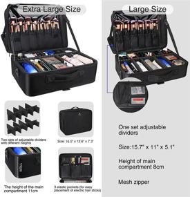 img 3 attached to 🛍️ Extra Large Makeup Case for Travel - Professional Makeup Artist Bag - Portable Nail Organizer Box - Art Supply Case with Adjustable Dividers - Attachable to Trolley - Shoulder Strap Included (Black)