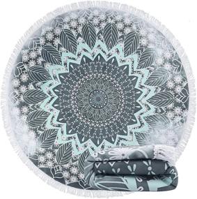 img 4 attached to 🌸 Violet Mist Mandala Indian Round Large Beach Towel: Absorbent, Soft, and Quick Dry Microfiber Mat of Versatile Use for Yoga, Beach, or Home - Gray Sky Color, Ideal for Women and Girls - 60 Inches