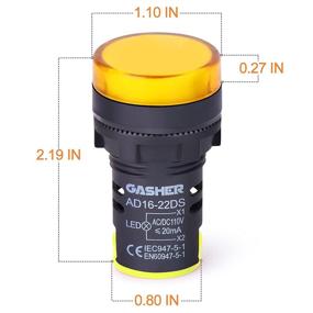 img 1 attached to GASHER 12V/24V/110V 20MA Energy Saving Indicator Light Mounting Hole Size 22Mm (7/8 Inch) Yellow 10 Pcs