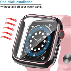 img 1 attached to 📱 [2 Пакет] Чехол Anwaut с защитным стеклом для Apple Watch Series 3/2/1 38 мм, Полная защита со стеклянной пленкой, Аксессуары для iWatch 38 мм, Черный/Розовый - Женщины и Мужчины.