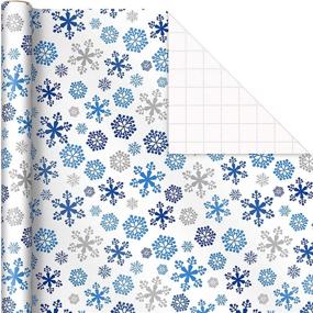 img 1 attached to 🎁 Blue Christmas Wrapping Paper with Cut Lines on Reverse | 4 Rolls | 120 sq. ft. Total | Snowmen, Snowflakes, Blue & White Stripes
