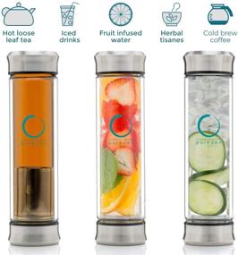 img 3 attached to Premium BPA-Free Double Wall Glass Tea Tumbler - Pure Zen Travel Mug with Stainless Steel Infuser - Leakproof Tea Bottle with Strainer for Loose Leaf Tea and Fruit Water - 13 Ounce Capacity