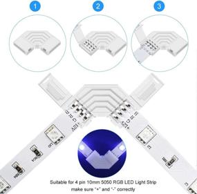 img 3 attached to 💡 LightingWill 10-Pack L Shape 4-Pin Solderless RGB LED Strip Light Connectors for 5050 RGB LED Light Strip