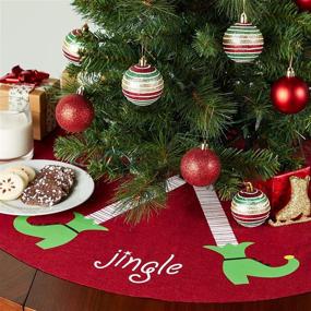 img 3 attached to 🎄 30-Inch Burgundy Felt Elf Christmas Tree Skirt - Festive Xmas Home Décor