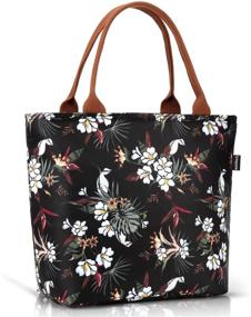 img 4 attached to 🌸 Gloppie Large Lunch Bags for Women - Insulated Leakproof Lunch Cooler Tote Purse Meal Prep Kit for Work Office Business - 9L Size - White Flower Design