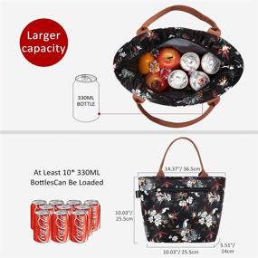 img 2 attached to 🌸 Gloppie Large Lunch Bags for Women - Insulated Leakproof Lunch Cooler Tote Purse Meal Prep Kit for Work Office Business - 9L Size - White Flower Design