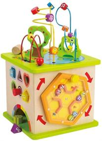 img 2 attached to 🧩 Wooden Activity Play Cube for Toddlers - Country Critters by Hape, Learning Puzzle Toy with Animal Friends, Shapes, Mazes, Wooden Balls, and Shape Sorter Blocks - 5-Sided Activity Center, 13.78 x 13.78 x 19.69 inches