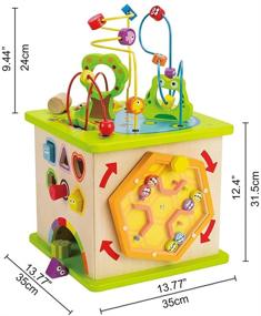 img 3 attached to 🧩 Wooden Activity Play Cube for Toddlers - Country Critters by Hape, Learning Puzzle Toy with Animal Friends, Shapes, Mazes, Wooden Balls, and Shape Sorter Blocks - 5-Sided Activity Center, 13.78 x 13.78 x 19.69 inches