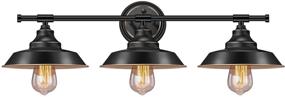 img 4 attached to Farmhouse Rustic Style Vintage 3-Lights Vanity Wall Sconce Lighting: Elibbren E26 Base 🏡 Metal Matte Black Industrial Bathroom Wall Light Fixture for Bathroom Vanity Mirror Cabinets Dressing Table