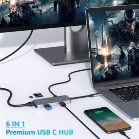 img 3 attached to 🔌 MOKiN USB-C Adapter for MacBook Pro/Air 2019, Mac Dongle, 6-in-1 Multiport USB-C Hub with Dual USB 3.0, 4K HDMI, SD & TF Card Reader, and USB-C 100W PD Adapters