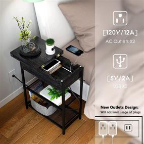 img 2 attached to 🛋️ Multipurpose Sofa Side Table with USB Ports and Outlets, Space-saving Narrow End Table with Storage Shelf and Charging Station for Living Room and Bedroom, Black