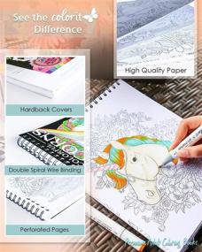 img 3 attached to 🦄 Colorful Unicorns Adult Coloring Book - 50 Single-Sided Pages, Thick Smooth Paper, Lay Flat Hardback Covers, Spiral Bound, USA Printed, Hand-Drawn Unicorn Coloring Pages