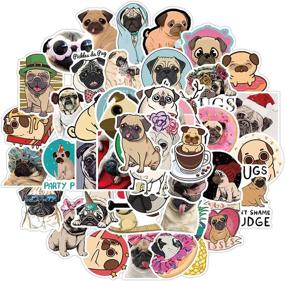 img 3 attached to 🐶 Pug Dog Waterproof Vinyl Stickers - 50 Pack for Water Bottles, Laptop, Refrigerator, Luggage, Computer, Mobile Phone, Skateboard Decals