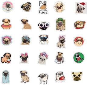 img 1 attached to 🐶 Pug Dog Waterproof Vinyl Stickers - 50 Pack for Water Bottles, Laptop, Refrigerator, Luggage, Computer, Mobile Phone, Skateboard Decals