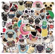 🐶 pug dog waterproof vinyl stickers - 50 pack for water bottles, laptop, refrigerator, luggage, computer, mobile phone, skateboard decals logo